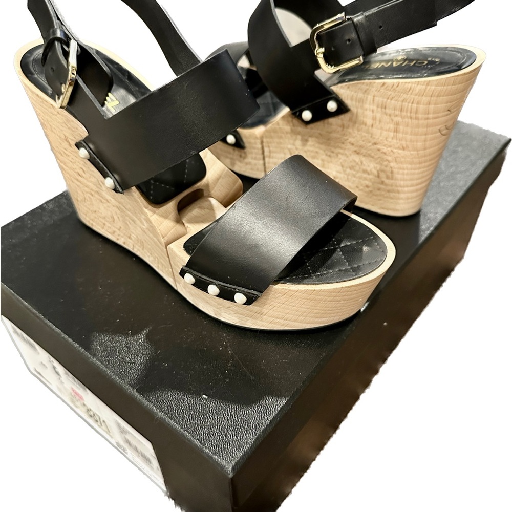 Chanel Platform Wedges with pearl accents